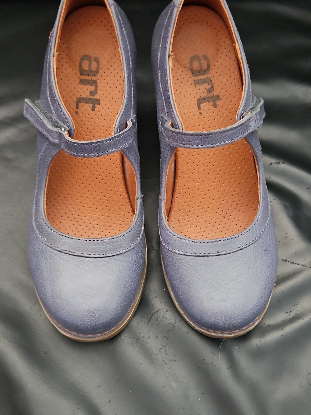 Art Mary Jane Grass Harlem Closed Toe Buckle Block Heel Sky Gray Sz 37 Eu 6.5 US - Picture 4 of 10